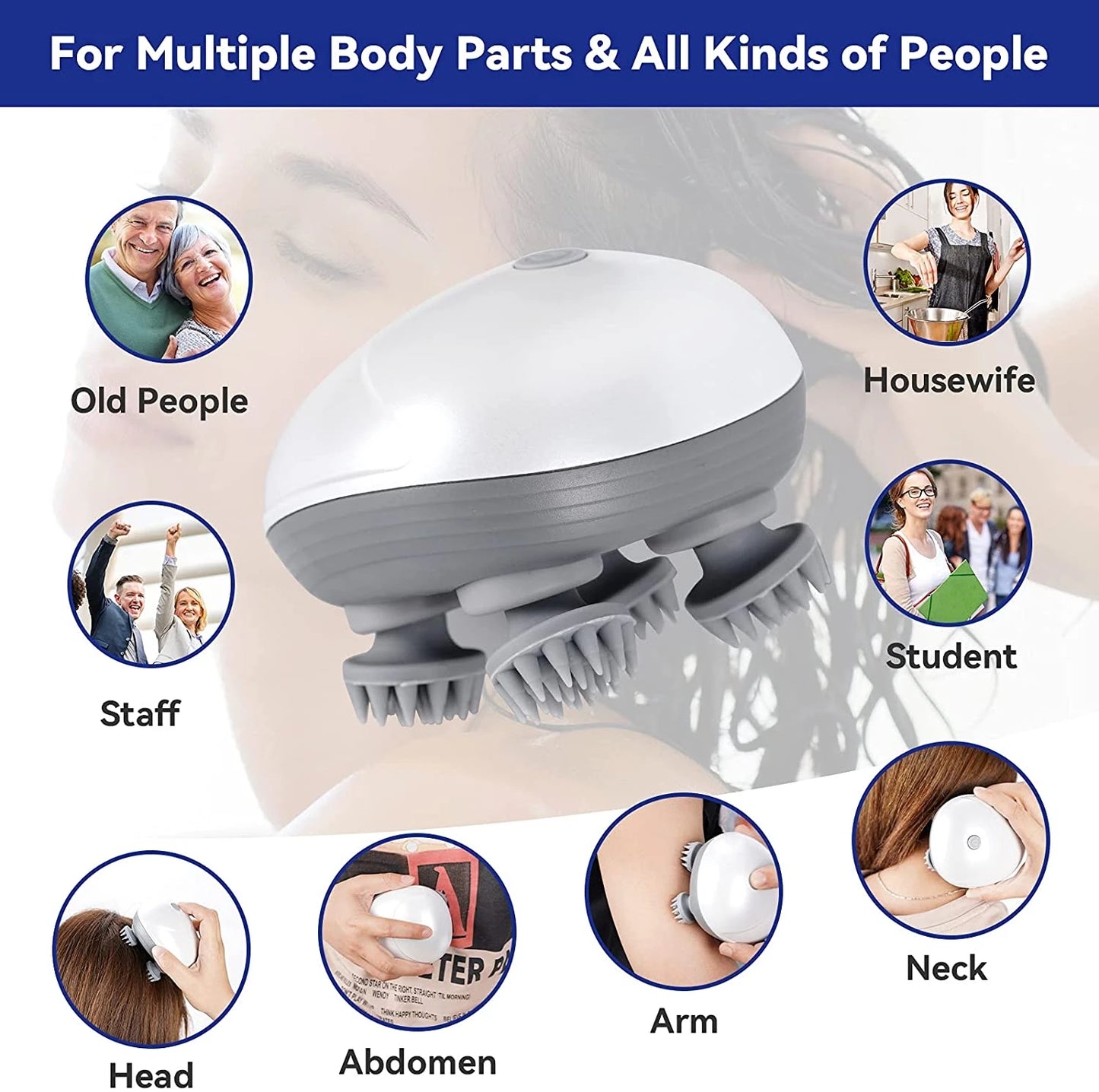 Head and Scalp Massage Device for Relaxation .