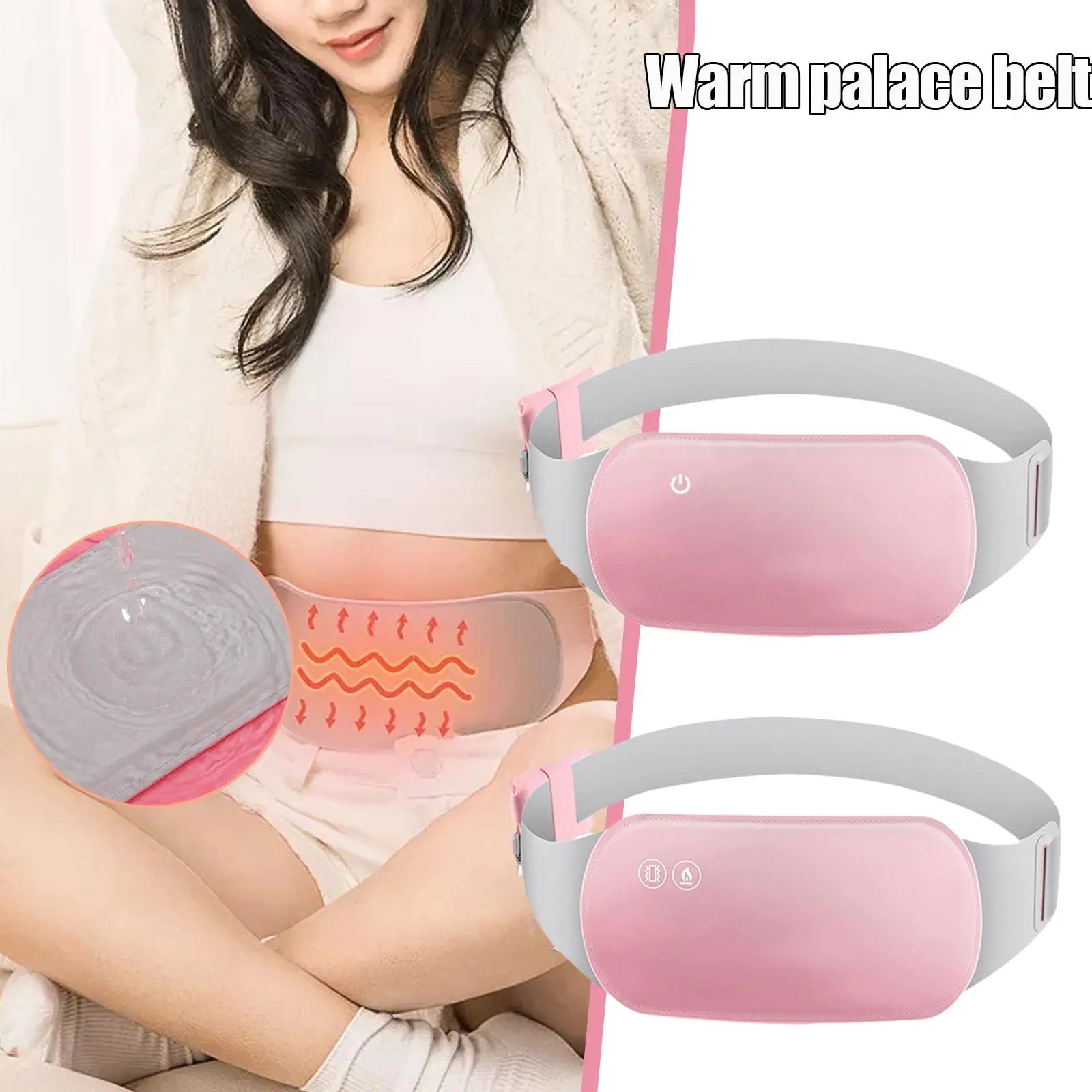 Electric Heated Hot Compress Belt Massager                           .